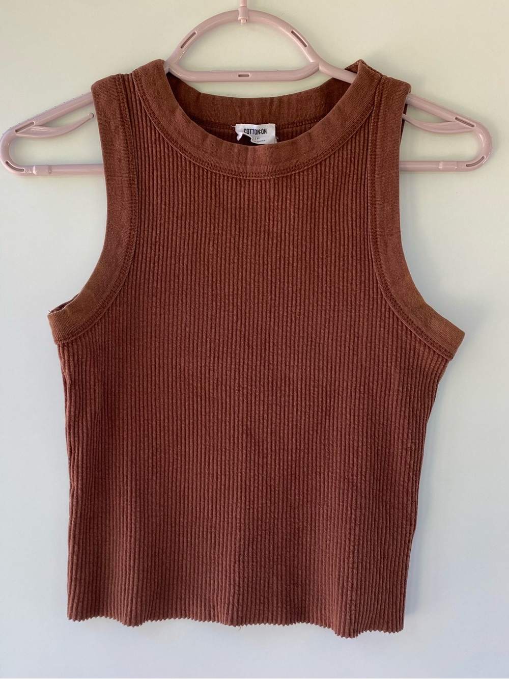 Cotton On Ribbed Sleeveless Tank Top - Rust Brown